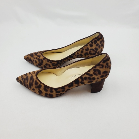 Flint Perfect Emma chocolate Leopard haircalf point toe pumps - Picture 6 of 15